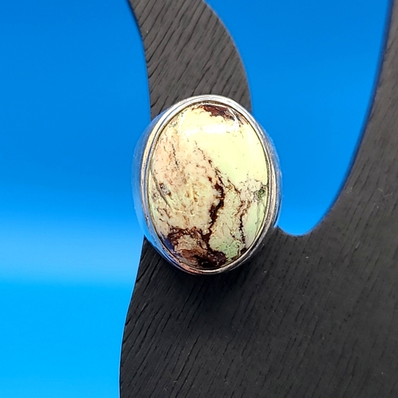 Sterling silver green jasper ring - Picture 1 of 3